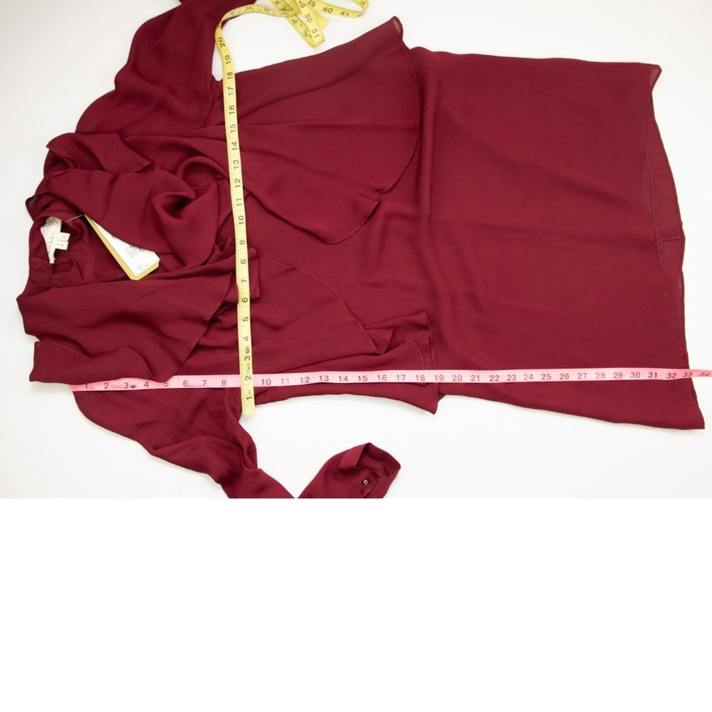Nicole Miller Artelier Shift Dress Mini Long Sleeve 100% Silk Wine Small New - Picture 8 of 8